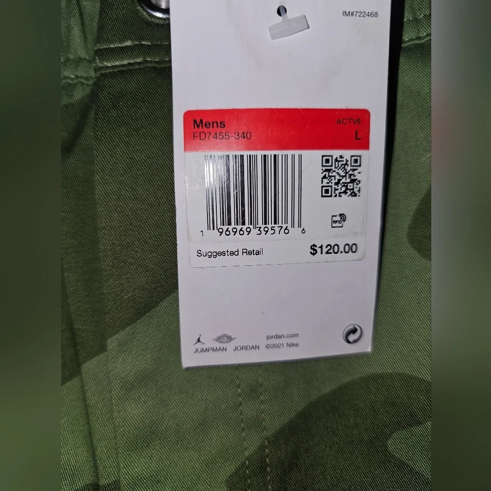 Nike Jordan Essentials Chicago Elephant Print Camo Cargo Pants FD7455-340 Size L